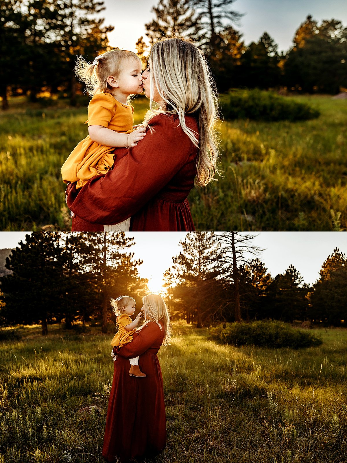  Mom and daughter face-to-face at sunset by Boulder Colorado photographer 