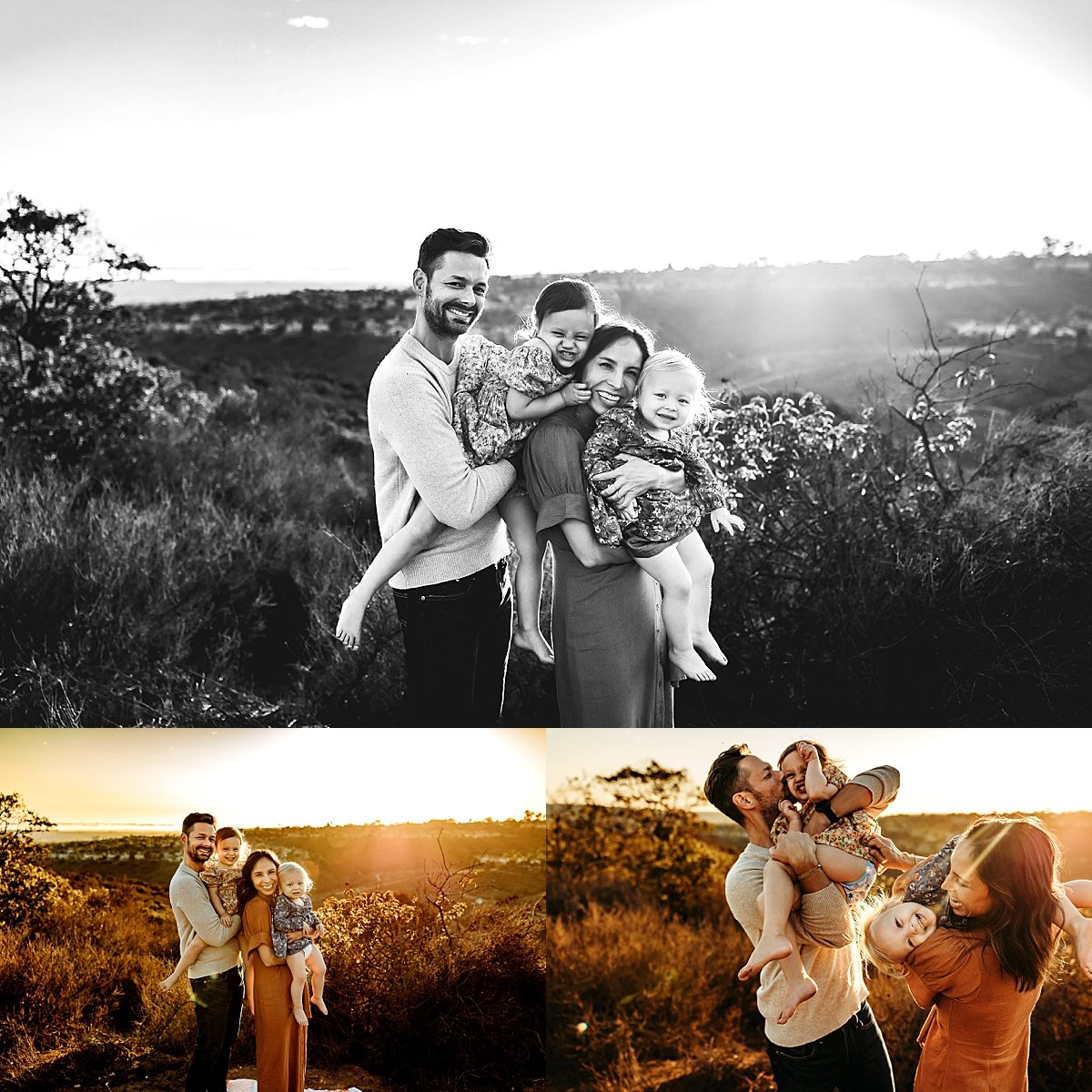  loved ones smiling at camera at sunset by Christa paustenbaugh photography 
