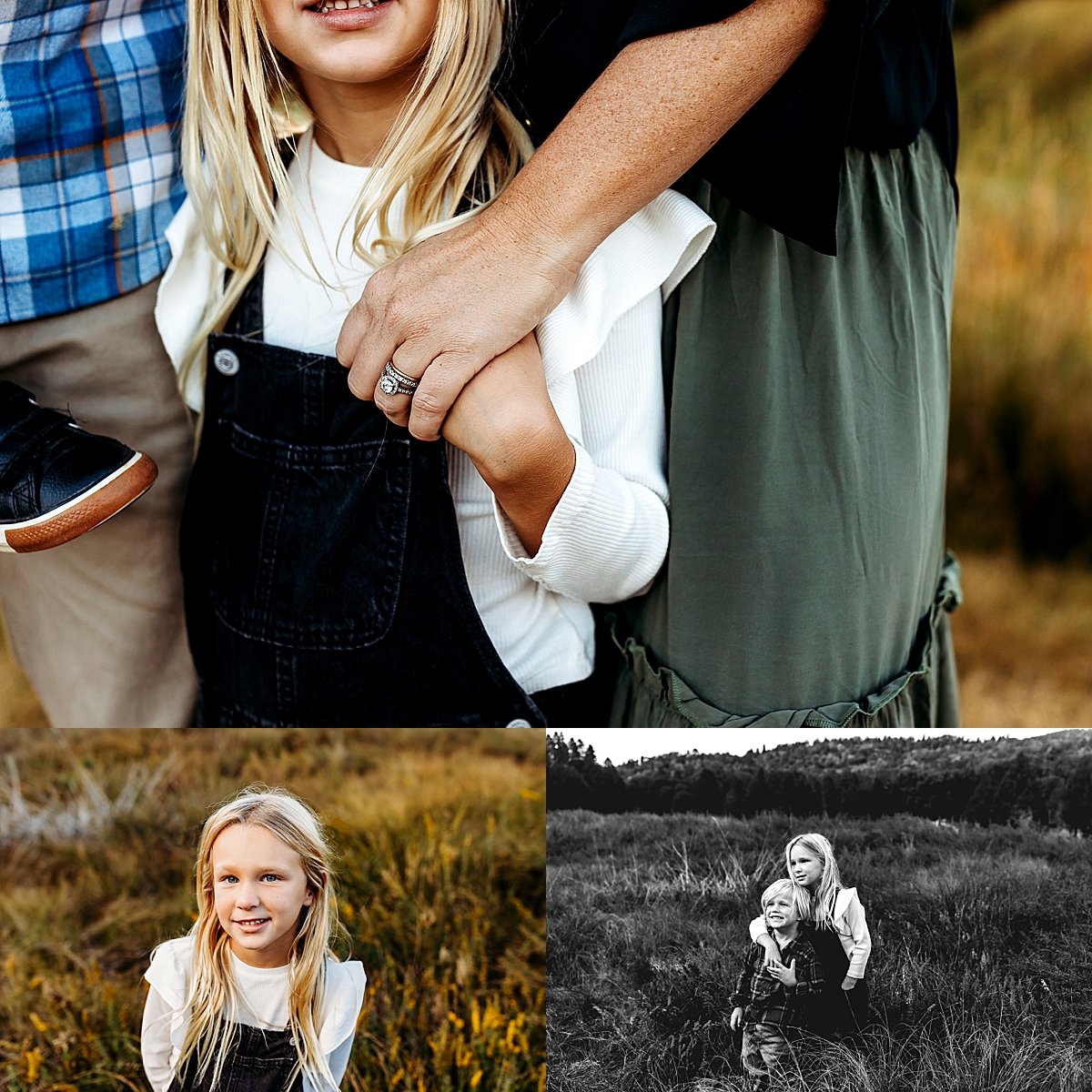  mom holding daughters hand in tall golden grass by Christa paustenbaugh photography 