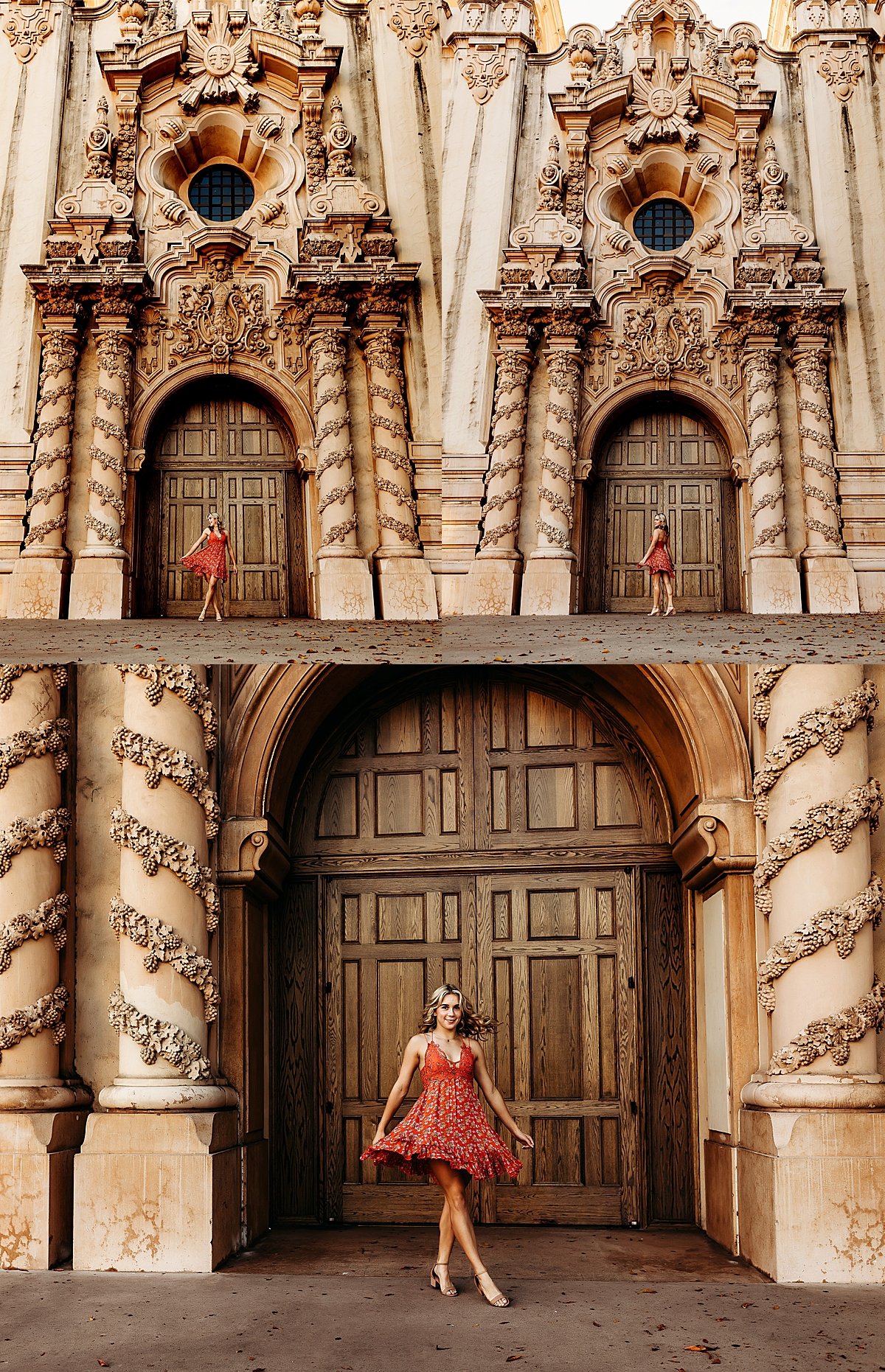  high school student twirling in front of museum by Christa paustenbaugh photography 