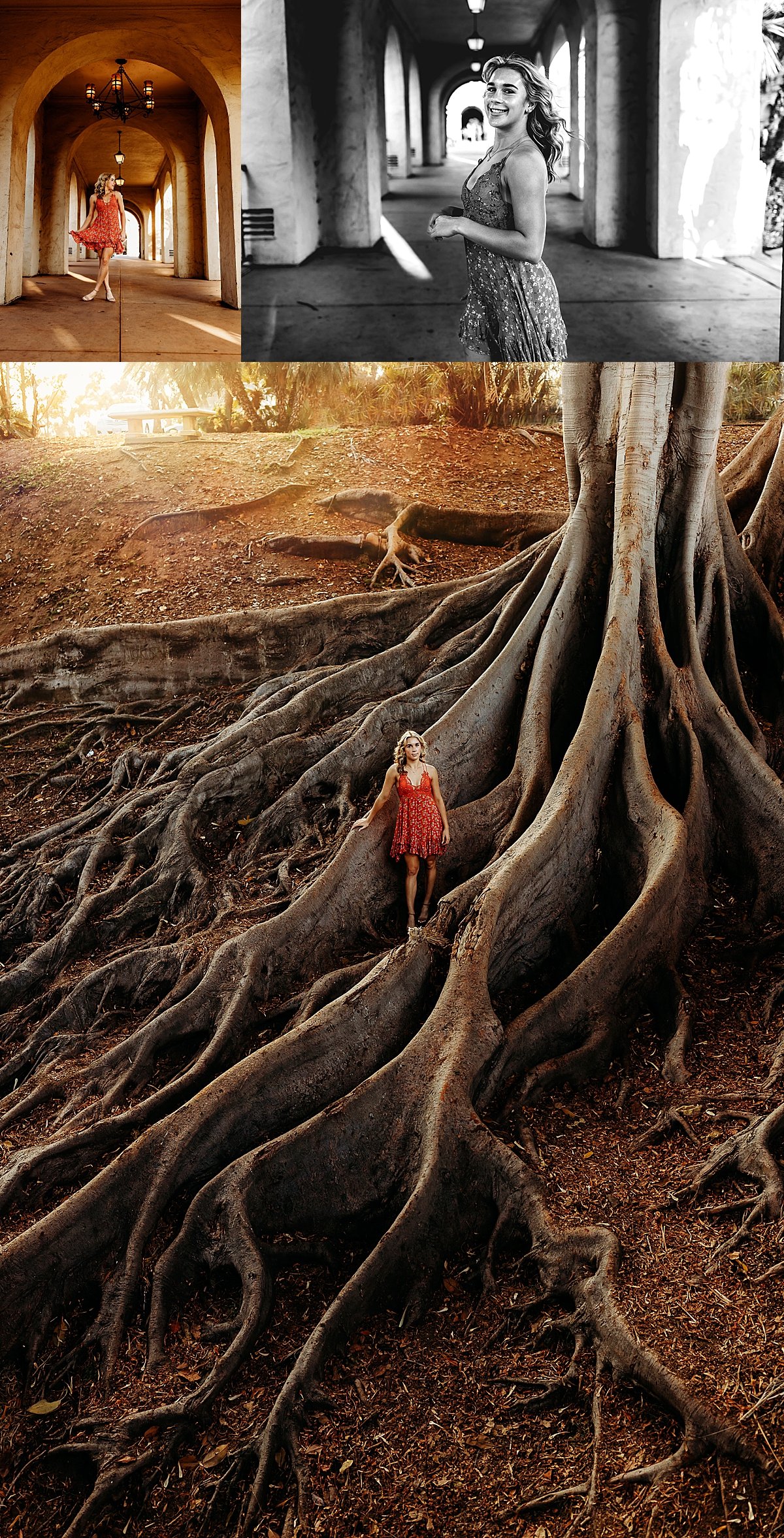  student standing along tree trunk in San Diego by Christa paustenbaugh photography 