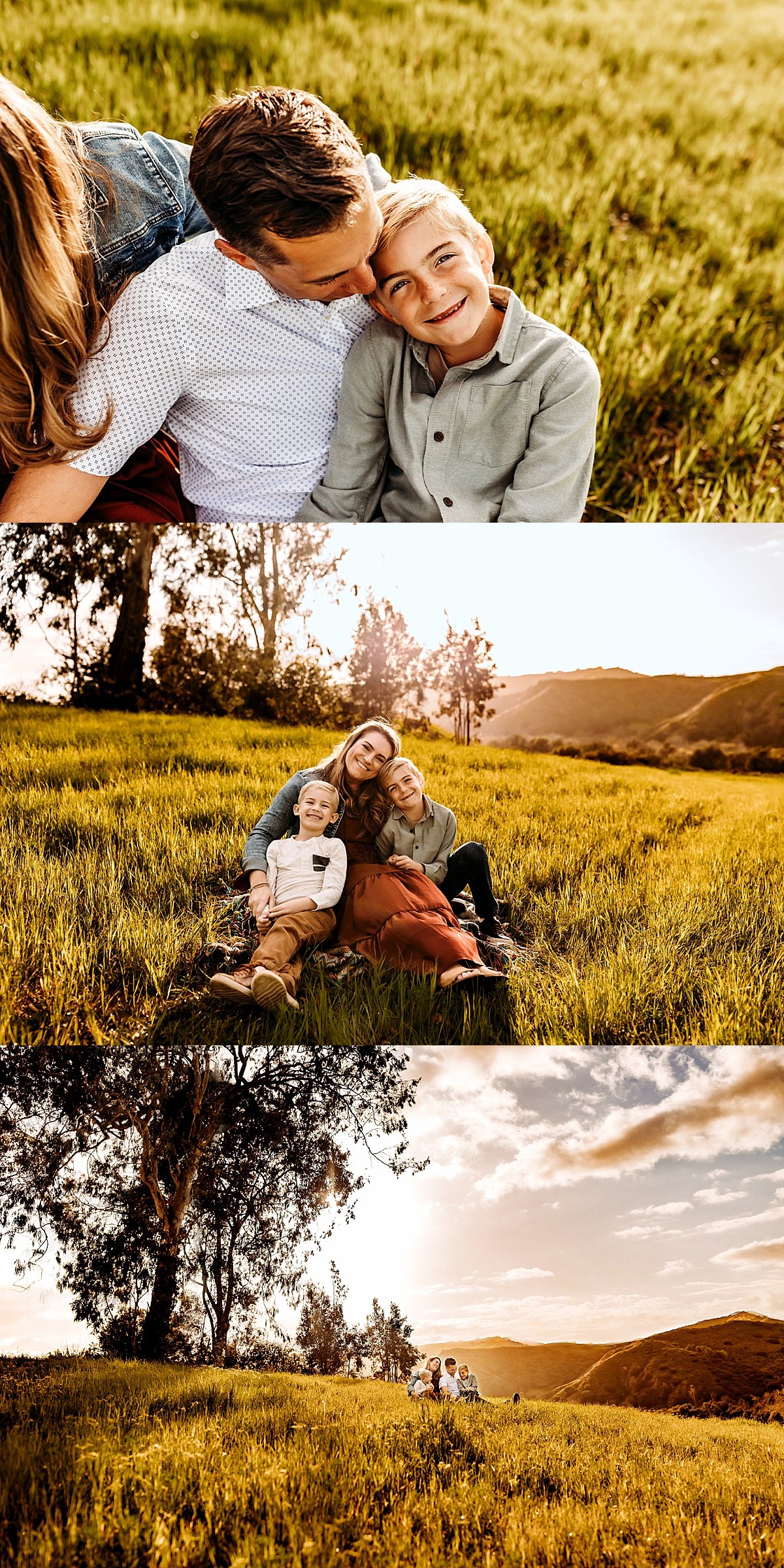  family of four hugging one another in field by christa paustenbaugh photography 