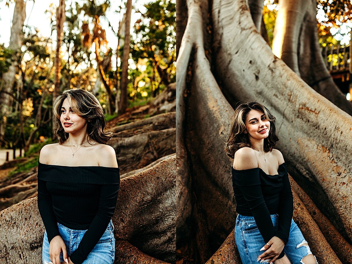  senior girl wearing strapless black long sleeve shirt and blue jeans by christa paustenbaugh photography 